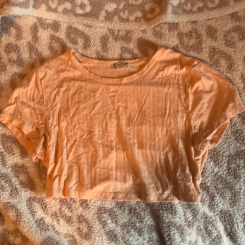 Free people super cropped baby tee- peach